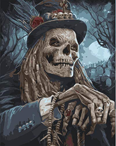 DIY Paint by Numbers for Adults Beginner, KOMI Paint by Number Kits on Canvas Painting by Number, Skull Gentleman 16x20inch steampunk buy now online