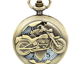 Jewelrywe Steampunk Pocket Watch,Bronze Biker Motorcycle Motorbike Moto Pocket Watch Necklace Pendant Mens Boys steampunk buy now online
