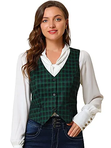 Allegra K Women's Waistcoat Steampunk Dressy Sleeveless Jacket Versatile Racerback Suit Vests Green 12 steampunk buy now online