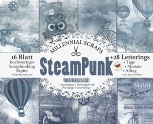 Steampunk Blue Denim – Bastelpapier / Motivpapier für Decoupage & Journaling –: Scrapbooking Papier & Junk Journal Zubehör I Zum Ausschneiden I Mit Letterings I Karten Basteln DIY Geschenk I Tagebuch steampunk buy now online