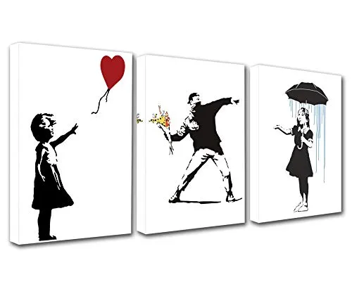 Walarky Black and White Banksy Canvas Wall Art for Living Room Decor Graffiti Street Art Kitchen Wall Decor Artwork Home Decor Room Wall Pictures Picture Print Pop Art Framed Ready to Hang 42x20 Inch steampunk buy now online