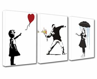Walarky Black and White Banksy Canvas Wall Art for Living Room Decor Graffiti Street Art Kitchen Wall Decor Artwork Home Decor Room Wall Pictures Picture Print Pop Art Framed Ready to Hang 42x20 Inch steampunk buy now online