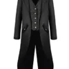 Sangdut Medieval Vintage Halloween Tailcoat Jacket Costumes for Boys, Gothic Victorian Frock Coat Uniform, Children Steampunk Victorian Renaissance Vampire Cosplay Outfits for Kids (Black, S) steampunk buy now online