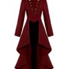 Vintage Steampunk Jacket Halloween Costumes for Women, Female Medieval Gothic Renaissance Clothes LadiesTailcoat Irregular Hem Outfits, Adult Retro Victorian Pirate Vampire Cosplay Uniform (Red, M) steampunk buy now online