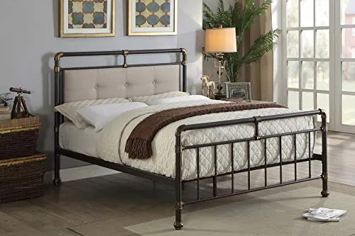 Oxford Brown Metal and Fabric Bed Frame - Double / King - Industrial Scaffold Style (King 5ft) steampunk buy now online