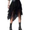 Zukmuk Lady's Sexy Mesh Skirt Solid Color High Waist Elastic Irregular Tulle Bubble Skirt Women's Flowy Mesh Layered Skirts 50s Vintage Steampunk Skirts Ballet Prom Party (Black, ONE Size) steampunk buy now online