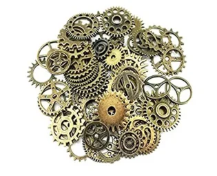 BeToper Assorted Antique Steampunk Gears Charms Pendant Clock Watch Wheel Gear for Crafting, Jewelry Making Accessory 100 Gram (Approx 70pcs) (Bronze) steampunk buy now online