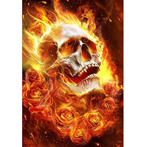 MXJSUA DIY 5D Diamond Painting Full Round Drill Kit Diamond Painting Arts Kits for Adults Gem Arts Painting Rhinestone Picture Art Craft for Home Wall Decor 30x40cm Flame Skull steampunk buy now online