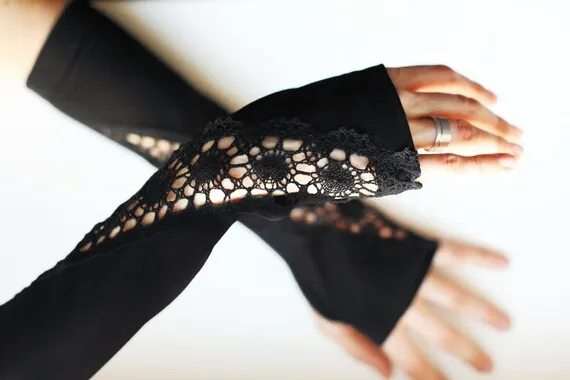 Black fingerless lace gloves bridal wedding gloves arm warmers wrist warmers goth Victorian gloves Custom size by RitaMarlin steampunk buy now online Black fingerless lace gloves bridal wedding gloves arm warmers wrist warmers goth Victorian gloves Custom size by RitaMarlin steampunk buy now online