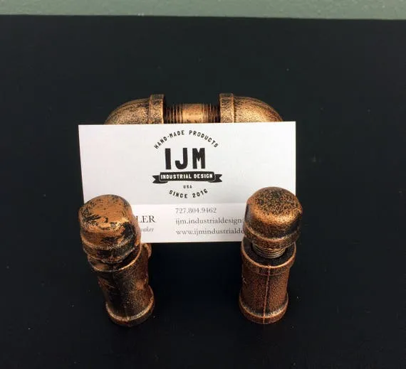 Business Card Holder, Industrial, Pipe, Industrial Card Holder, Pipe Business Card Holder, steampunk, Business Card Holder, Desk Decor by IJMdesigner steampunk buy now online