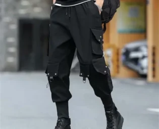 Cyberpunk Men's Techwear Pants, Japanese Joggers Cargo Pants, Black Gothic Steampunk, Multi-Pocket Streetwear, Hip Hop Tracksuit Trousers by CLUBAISOMLAND steampunk buy now online