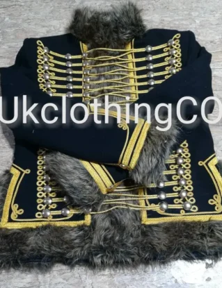 New Napoleonic Hussar Uniform Miltary Style Tunic Pelisse Jimmi Hendrix Jacket Steampunk Military Uniform ful braiding hot fur hussar jacket by UkclothingCO steampunk buy now online