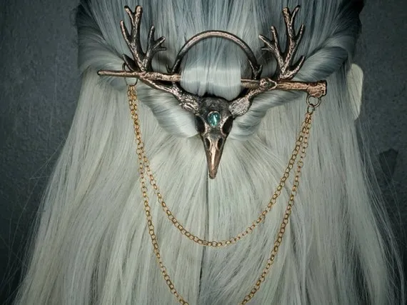 Raven Aura crystal hair pin / shawl pin by EnchantedCreations31 steampunk buy now online