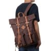 Retro Canvas Leather Bag Backpack Student bag Rucksack Knapsack Schoolbag Waterproof Laptop bag Computer Hiking Military Travel bag Backpack by RealLeatherWonder steampunk buy now online