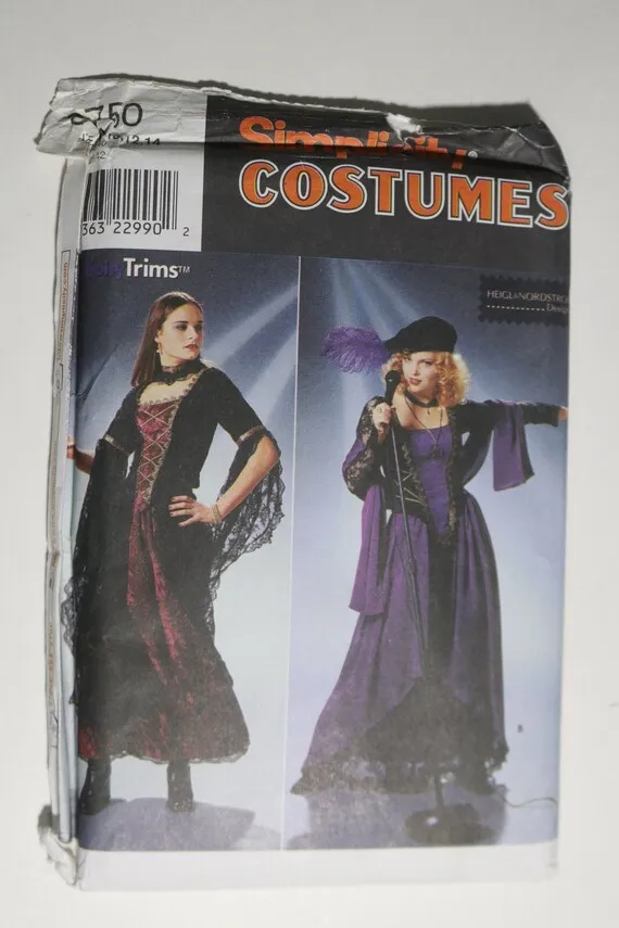 Simplicity 8750 Misses Goth Steampunk Top and Skirt Costume Sewing Pattern UNCUT - Size 10 12 14 by UptownPatternShop steampunk buy now online