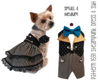 Steampunk Dog Dress Suit Sewing Pattern 1591 - Dog Clothes Patterns - Victorian Dog - Pet and Dog Harness - Pet and Dog Apparel - Sm & Med by SofiandFriends steampunk buy now online