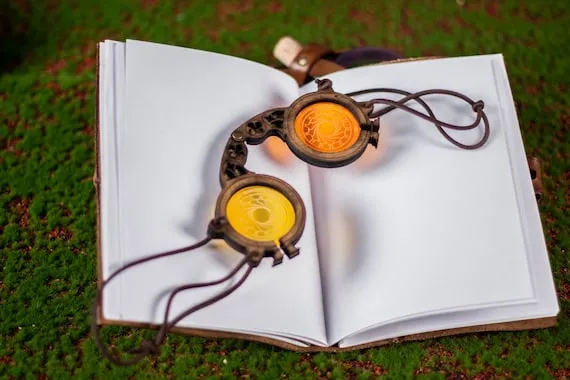 Steampunk goggles eyewear alchemist larp glasses renaissance with methacrylate and wood. by OutcastProps steampunk buy now online