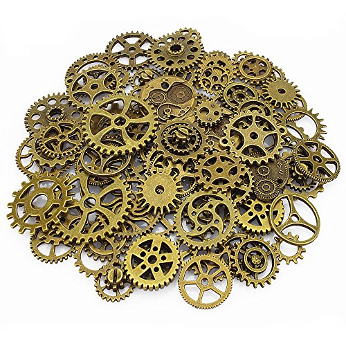 LolliBeads (TM) 120 Gram Antiqued Bronze Metal Skeleton Steampunk Watch Gear Cog Wheel Sets (80 pcs) steampunk buy now online