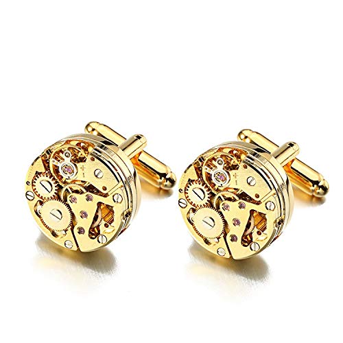 YJZZ Lepton Watch Movement Design Cufflinks Stainless Steel Steampunk Gear Watch Mechanism Cuff links for Mens Relojes gemelos (Metal color : Black Zinc Plated) steampunk buy now online