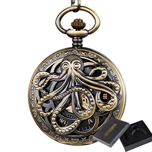 TRBYSTRE Pocket Watch Octopus Mechanical Pocket Watch Steampunk Hand-Wind Flip Clock Fob Watch with Chain for Men Women Collection Clock (Colour Name : B) steampunk buy now online
