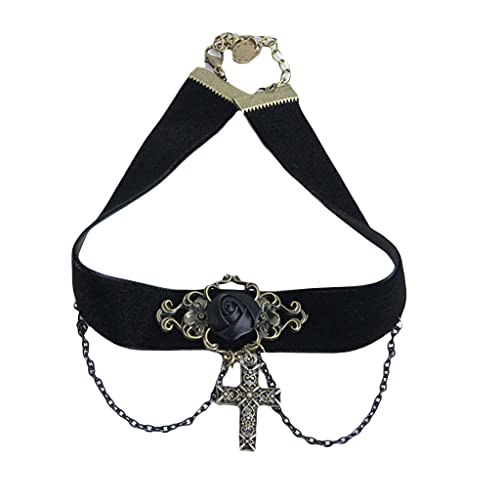 YOURPAI gothic choker,Gothic Accessories Vintage Cross Choker With Metal Chain Goth Aesthetic Women Black Chokers Cosplay Daily Wear steampunk buy now online