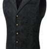 HISDERN Men's Paisley Waistcoat Black Printed Gothic Steampunk Vintage Lapel Waistcoat Shiny Wedding Party Vest for Suit or Tuxedo,(Black, XL) steampunk buy now online