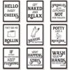 9 Pieces Bathroom Wall Art Wall Decor, Funny Vintage Bathroom Sign Bathroom Quotes Sayings Art Prints Bathroom Posters for Wall Restroom Bathroom Decor Pictures, Unframed (Black Font) steampunk buy now online