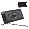 JunNeng Women Long Skull Purses Gothic Purse for Women PU Leather Clutch Wallet Bag Skull Handbag Gifts for Womens, Black steampunk buy now online
