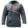 Cross Zipped Neckline Super Warm Jumper Style Pullover,Hippy Boho Woolen Hoodie, Brown, S steampunk buy now online