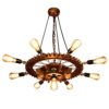 UWY Steampunk Retro Pendant Light 9 Lights LOFT Creative Wooden Iron Gear Chandelier Vintage Industrial Hanging Lamp Living Room Bedroom Bar Restaurant Droplights Decoration Lighting steampunk buy now online