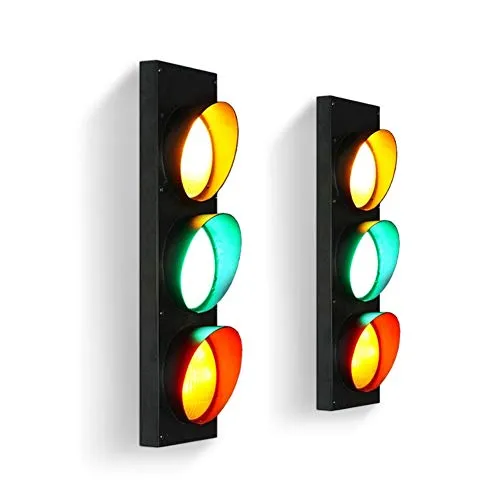 Wall Lights Indoor American Creative Industrial Retro Lighting Creative Led Traffic 3 Colors Red and Green Light Wrought Iron Glass Wall Lamp for Bar Cafe Restaurant Hallway(Pack of 1) steampunk buy now online