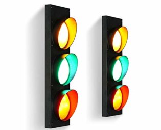 Wall Lights Indoor American Creative Industrial Retro Lighting Creative Led Traffic 3 Colors Red and Green Light Wrought Iron Glass Wall Lamp for Bar Cafe Restaurant Hallway(Pack of 1) steampunk buy now online