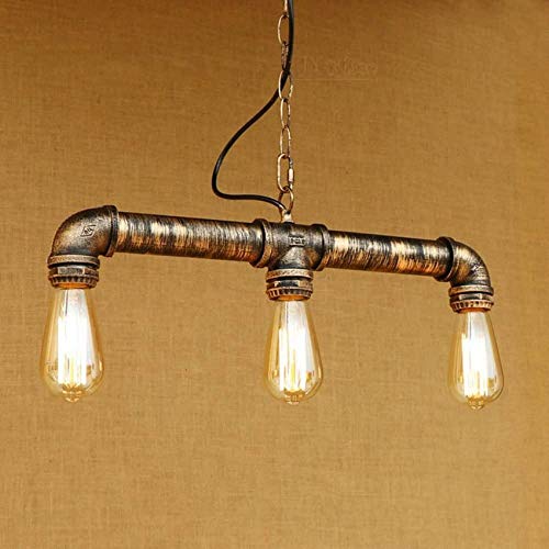 3-Lights Industrial Vintage Rustic Steampunk Metal Water Pipe Ceiling Pendant Lamp Edison Lamp Chandelier Copper Bronze Finish E27 Decoration steampunk buy now online