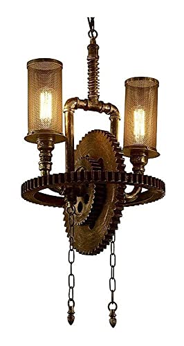 Auoeer Steampunk Chandelier Hanging Pendant Lamp Adjustable Study Creative Design Iron Wood Chandelier steampunk buy now online