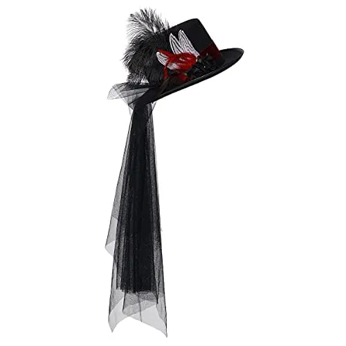 COSDREAMER Women Gothic Steampunk Top Hats Rose Feather Veil Halloween Hat… … steampunk buy now online