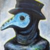 8X10" ORIGINAL ART Plague Doctor Mask Painting Stretched Canvas Outsider Folk Art Abstract Weird Stuff Steampunk Decor Face Creepy Portrait by JulieFitzGeraldArt steampunk buy now online