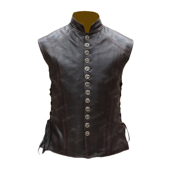 Handmade Men's Leather Vest Renaissance Genuine Leather Men's Medieval Vest Gift for him - Anniversary Gift by VikingsCA steampunk buy now online