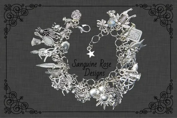 Pagan Charm Bracelet | Wiccan Charm Bracelet | Witch Bracelet | Fully Loaded Charm Bracelet | Spiritual Charm Bracelet | Adjustable Bracelet by SanguineRoseDesigns steampunk buy now online Pagan Charm Bracelet | Wiccan Charm Bracelet | Witch Bracelet | Fully Loaded Charm Bracelet | Spiritual Charm Bracelet | Adjustable Bracelet by SanguineRoseDesigns steampunk buy now online