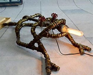 Desk Lamp Study Office Industrial Retro Steampunk Lighting Living Room Bedroom Creative Bedside Lamp DIY Green Bronze Wrought Iron Water Pipe Toad Large Table Lamp E27 with Dimming Switch steampunk buy now online