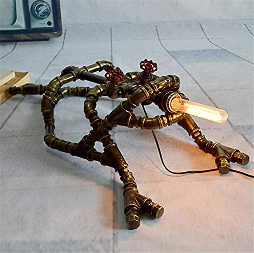 Desk Lamp Study Office Industrial Retro Steampunk Lighting Living Room Bedroom Creative Bedside Lamp DIY Green Bronze Wrought Iron Water Pipe Toad Large Table Lamp E27 with Dimming Switch steampunk buy now online