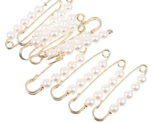 EXCEART 10 Pcs Heavy Duty Safety Pins with Pearl Embellishment Brooch Pin Decorative Sweater Clips for Cardigans, Pants, Clothes, Golden, 5.3X1.5X0.8CM steampunk buy now online
