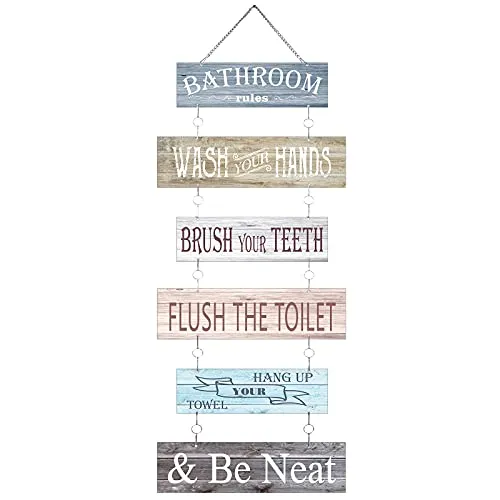 Hotop Bathroom Wall Decor Bathroom Sign Bathroom Rules Sign Rustic Metal Bathroom Wall Hanging Bathroom Decoration Sign Bathroom Wall Decoration for Bathroom Toilet Decoration (Colorful) steampunk buy now online