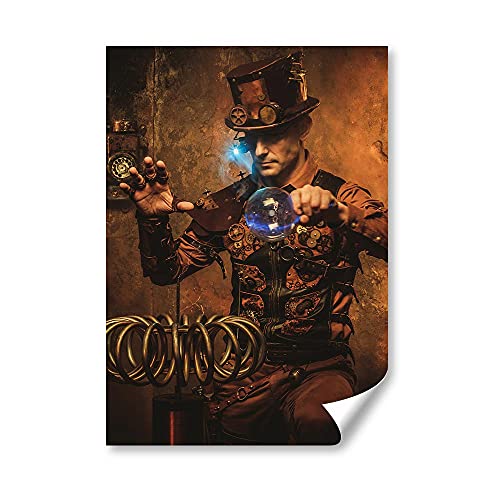 DV DESIGN 1 x A4 Poster Art Print - Steampunk Magician Magic Wall Art Paper Posters Large Picture Graphic Photo #14534 steampunk buy now online