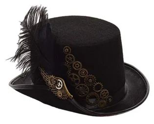 GRACEART Steampunk Black Feather Gears Top Hat (None Rose) steampunk buy now online
