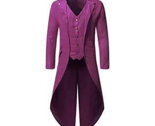 Mens Steampunk Victorian Jacket Gothic Tailcoat Uniform Halloween Tuxedo Costume Coat Vintage Renaissance Pirate Coats, Purple, Large steampunk buy now online