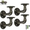 Pipe Shelf Brackets, eSynic 4Pcs Pipe Shelf Bracket Tube Rack Industrial Shelf for Book Shelf Rustic Floating Shelves Brackets Plumbing Pipe Rack Brackets for Scaffold Board (9 * 13cm) steampunk buy now online