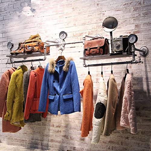 FKDEKUZI Steampunk Style Clothing Display Floating Shelf,Heavy Duty Clothes Rod,Wall Garment Bar Hanging Rod for Closet Storage-Length 215cm steampunk buy now online