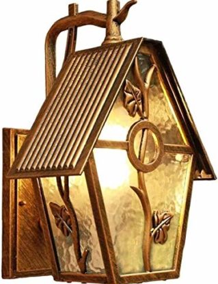 Wall Lamp European Outdoor Waterproof Wall Light Antique House Shape Wall Lamp Courtyard Villa Decoration Wall Sconce Glass Lantern E27 steampunk buy now online