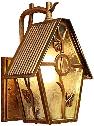 Wall Lamp European Outdoor Waterproof Wall Light Antique House Shape Wall Lamp Courtyard Villa Decoration Wall Sconce Glass Lantern E27 steampunk buy now online