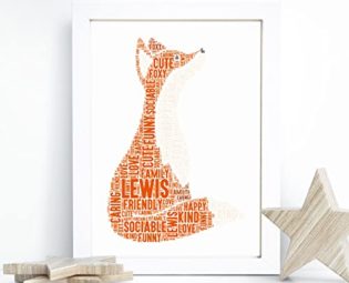 Personalised Fox Word Art Print - A5, A4 Prints & Framed steampunk buy now online